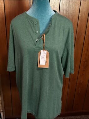 Weatherproof Green Short-Sleeve Henley Shirt